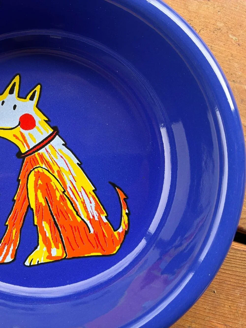 Unique enamelware dog bowls in two sizes imported from Czech Republic